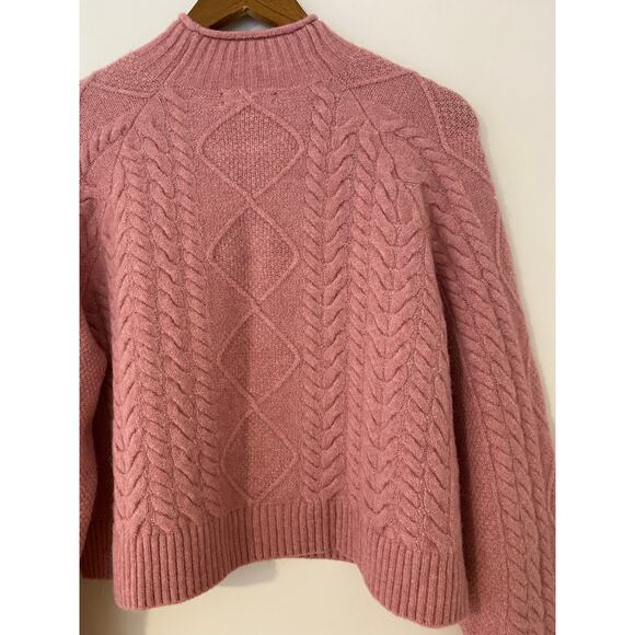 J Crew Cable-knit Rollneck™ Sweater in Supersoft Yarn Heather Dusty Rose Pink M - Picture 11 of 12